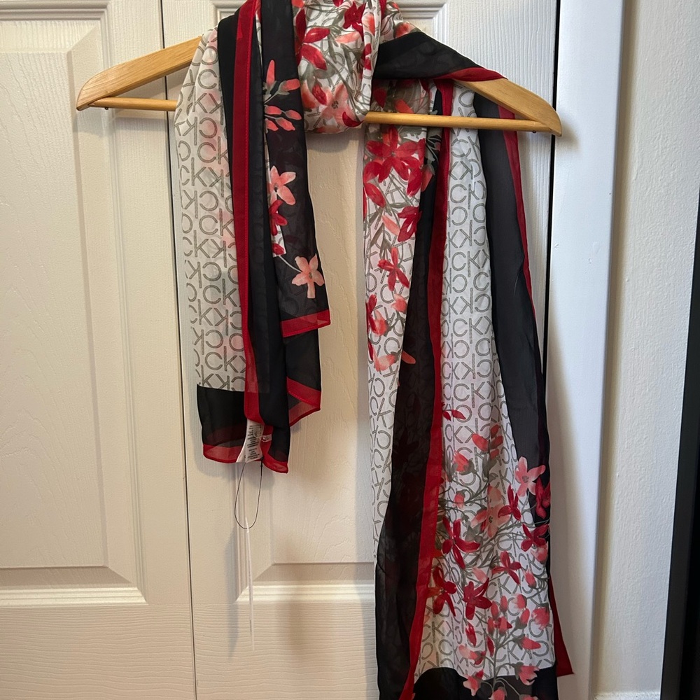 Calvin Klein Floral Sheer Scarf
